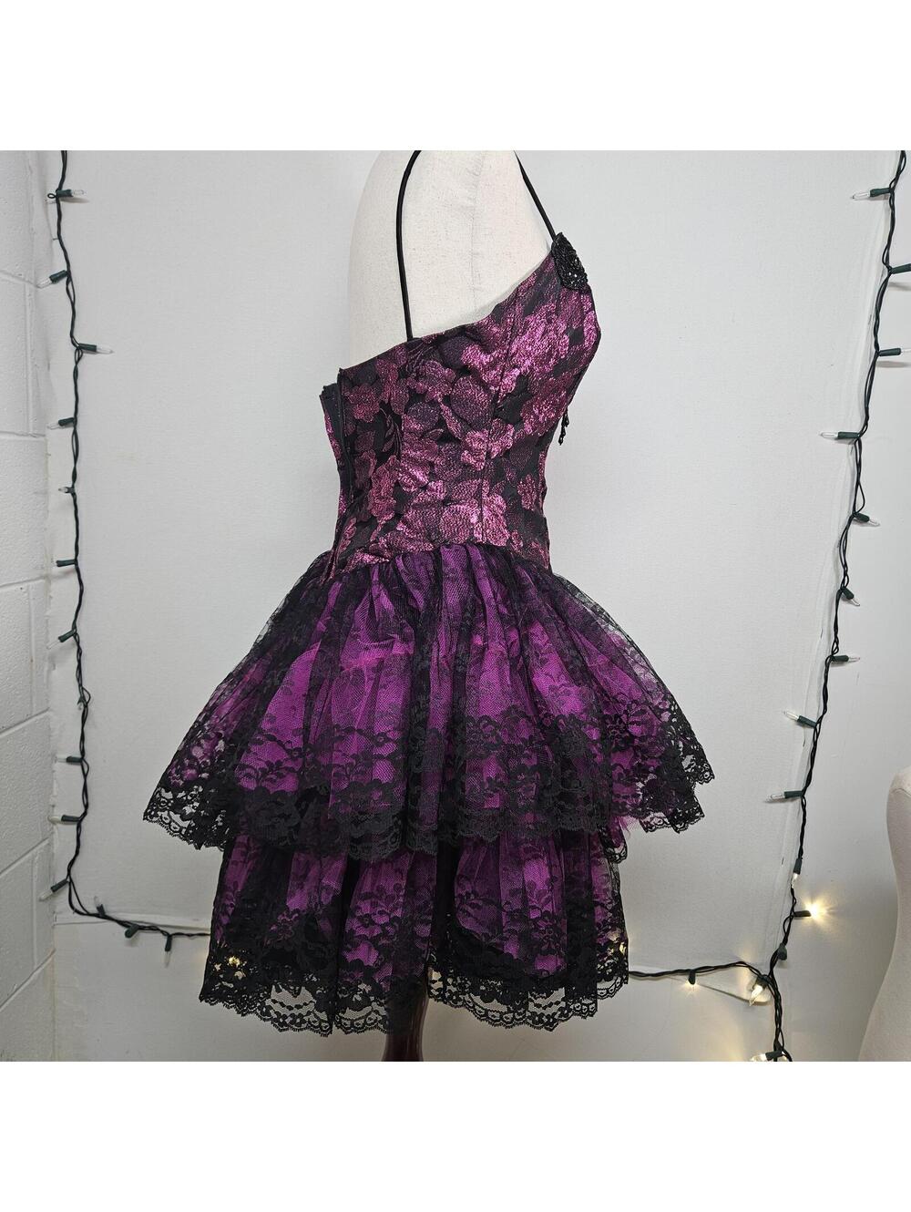 80s vintage goth short party dress from loralie size 4 - Picture 7 of 8